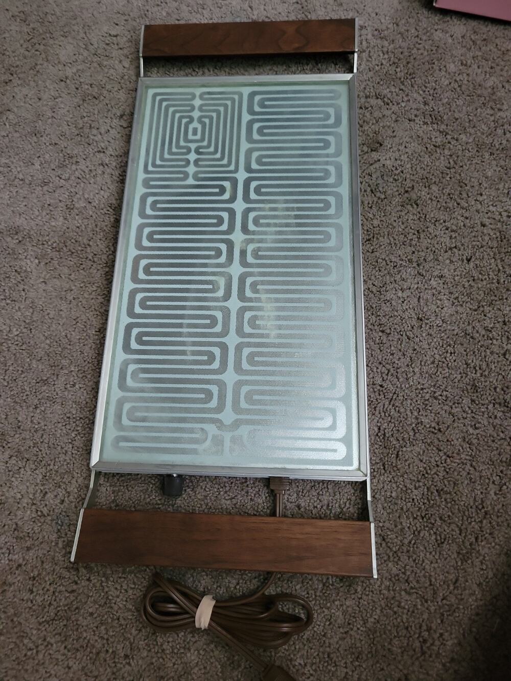 VTG Sears Electric Food Warmer Wood Handles Hot Plate Warming Tray